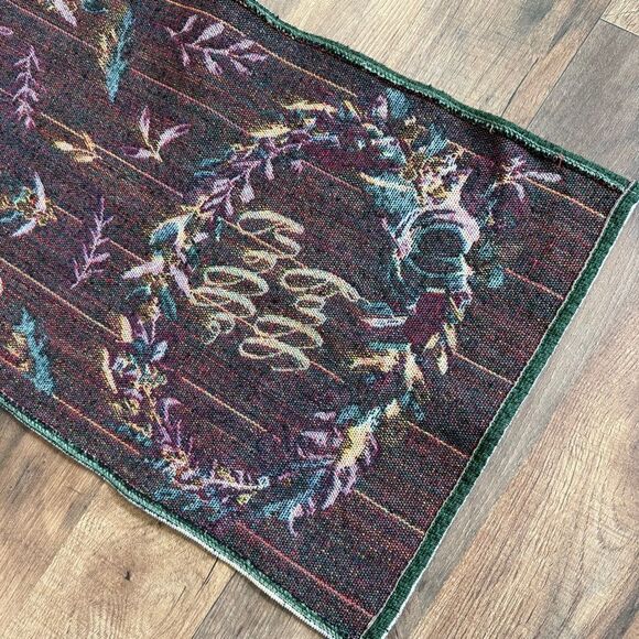 Hello Fall Autumn Table Runner Tapestry Fabric 12x64 great pre-used condition - Picture 10 of 13